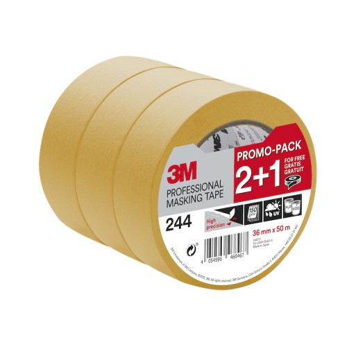 3M 244 High Precision Professional Masking Tape 1.5" / 36mm (Gold) 2+1 Free Promo Pack 