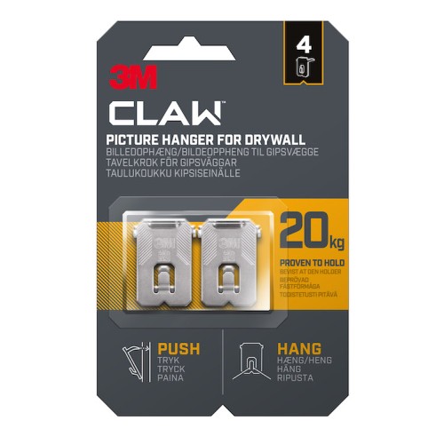 3M Claw Drywall Picture Hanger 20KG 4 Pack