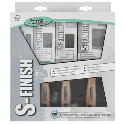 Axus Decor Grey S-Finish Brush 4 Pack