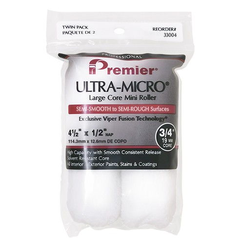 Premier Ultra-Micro 4" Mini Jumbo Roller Sleeves 1/2" Nap - 2 Pack