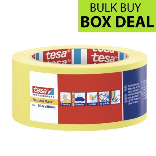 Tesa Precision Masking Tape 2" / 50mm Box of 18 (Yellow)