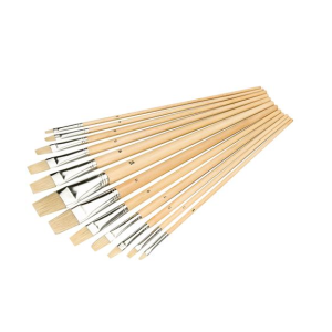 Flat Bristle Artist Brush Set 12 Piece